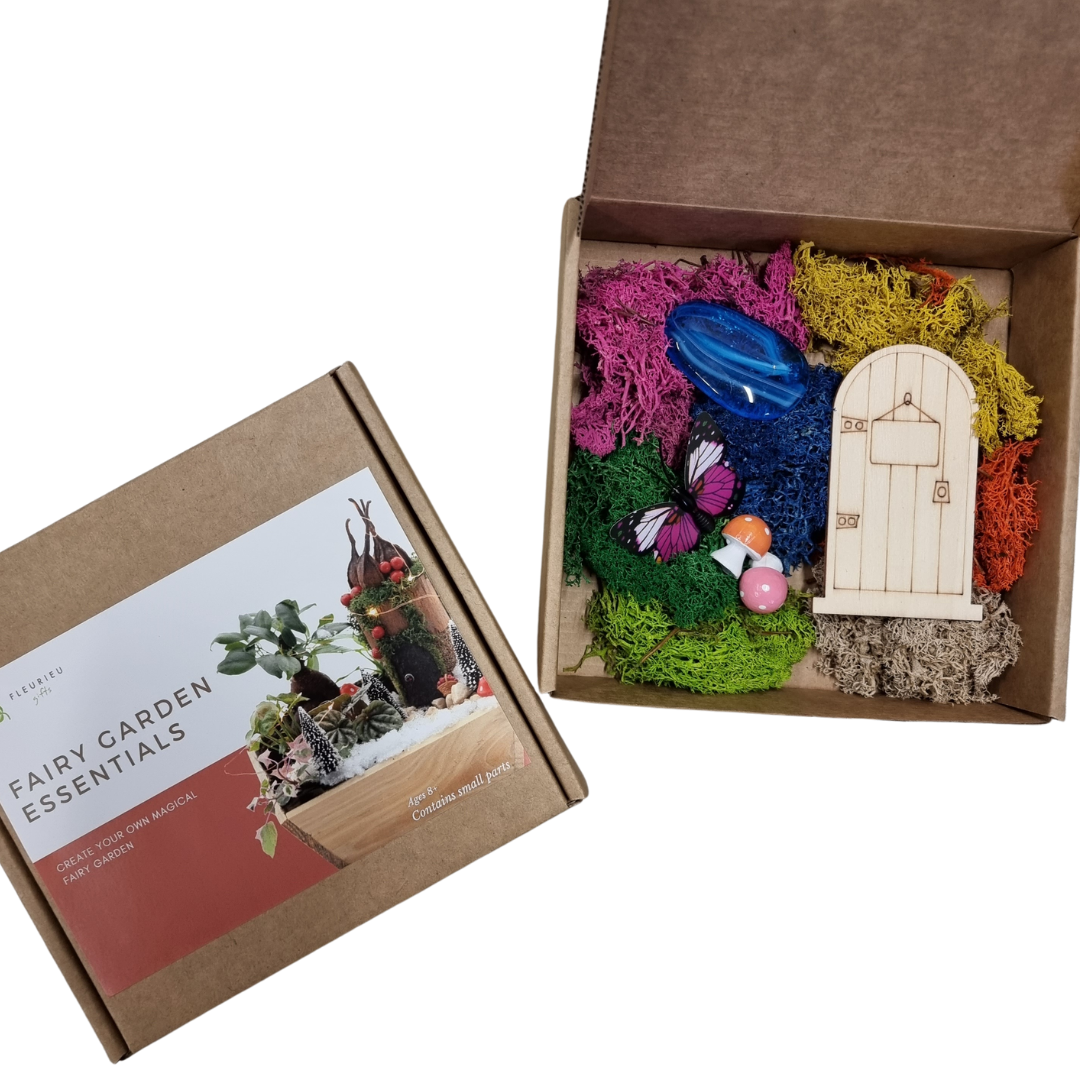 A box of fairy garden essential products